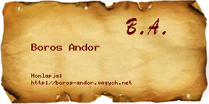 Boros Andor névjegykártya